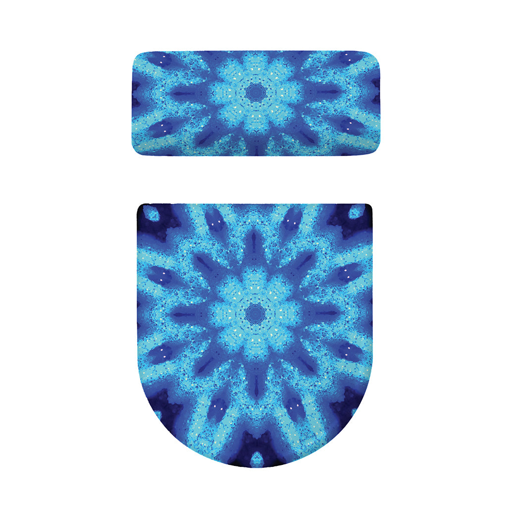 Blue Snowflake Kaleidoscope Print Toilet Lid And Tank Cover Set