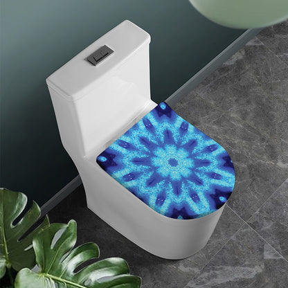 Blue Snowflake Kaleidoscope Print Toilet Lid Cover