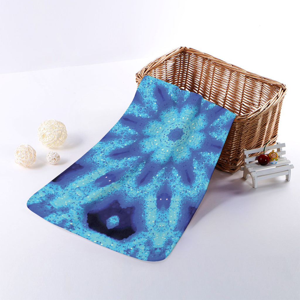 Blue Snowflake Kaleidoscope Print Towel