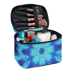 Blue Snowflake Kaleidoscope Print Travel Makeup Bag