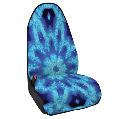 Blue Snowflake Kaleidoscope Print Waterproof Car Seat Cover