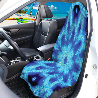 Blue Snowflake Kaleidoscope Print Waterproof Car Seat Cover