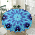 Blue Snowflake Kaleidoscope Print Waterproof Round Tablecloth