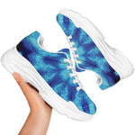 Blue Snowflake Kaleidoscope Print White Chunky Shoes