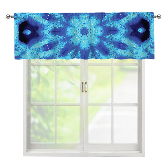 Blue Snowflake Kaleidoscope Print Window Valance