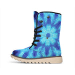 Blue Snowflake Kaleidoscope Print Winter Boots