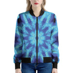 Blue Snowflake Kaleidoscope Print Women's Bomber Jacket