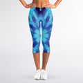 Blue Snowflake Kaleidoscope Print Women's Capri Leggings