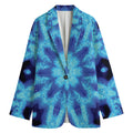 Blue Snowflake Kaleidoscope Print Women's Cotton Blazer