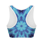 Blue Snowflake Kaleidoscope Print Women's Sports Bra