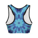 Blue Snowflake Kaleidoscope Print Women's Sports Bra