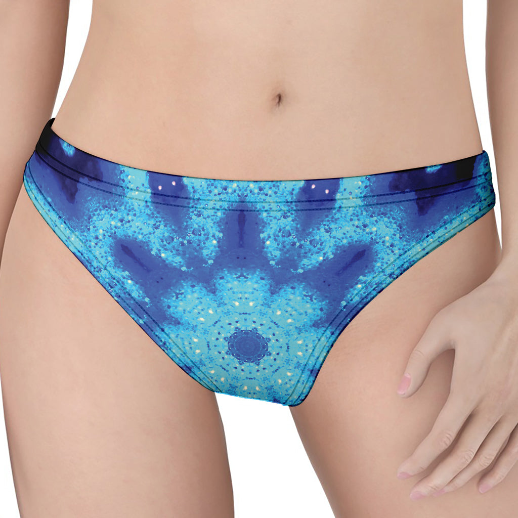 Blue Snowflake Kaleidoscope Print Women's Thong