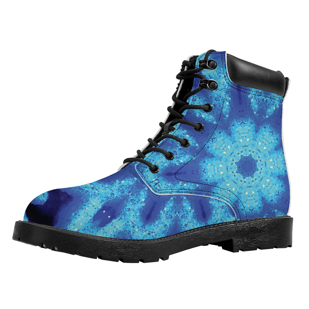 Blue Snowflake Kaleidoscope Print Work Boots