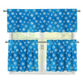 Blue Snowflake Pattern Print 3 Piece Kitchen Curtains