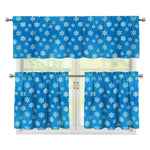Blue Snowflake Pattern Print 3 Piece Kitchen Curtains