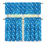 Blue Snowflake Pattern Print 3 Piece Kitchen Curtains