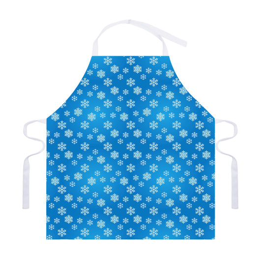 Blue Snowflake Pattern Print Adjustable Apron