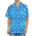 Blue Snowflake Pattern Print Aloha Shirt