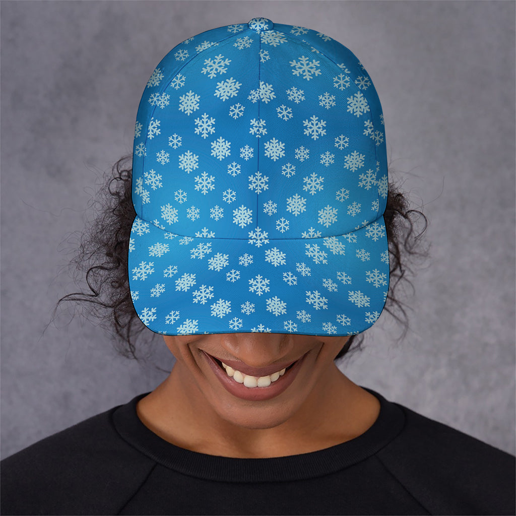 Blue Snowflake Pattern Print Baseball Cap