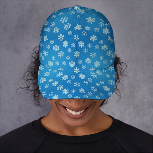 Blue Snowflake Pattern Print Baseball Cap