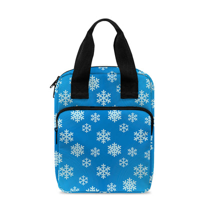 Blue Snowflake Pattern Print Bible Tote Bag