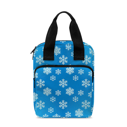Blue Snowflake Pattern Print Bible Tote Bag