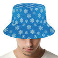 Blue Snowflake Pattern Print Bucket Hat