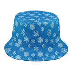 Blue Snowflake Pattern Print Bucket Hat
