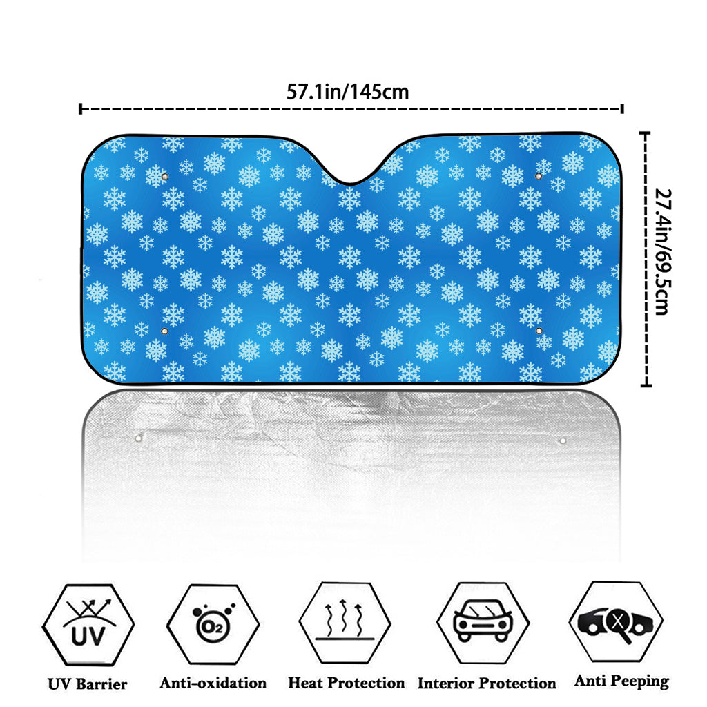 Blue Snowflake Pattern Print Car Windshield Sun Shade