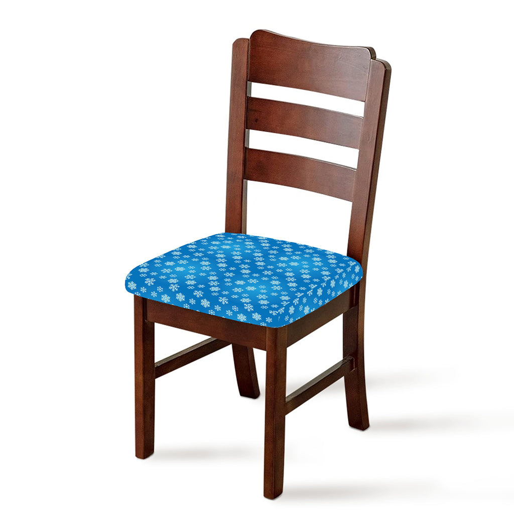Blue Snowflake Pattern Print Chair Cushion Cover