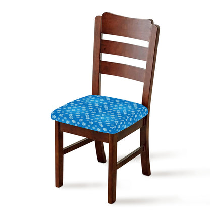 Blue Snowflake Pattern Print Chair Cushion Cover