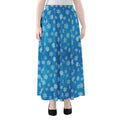 Blue Snowflake Pattern Print Chiffon Maxi Skirt