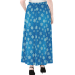 Blue Snowflake Pattern Print Chiffon Maxi Skirt