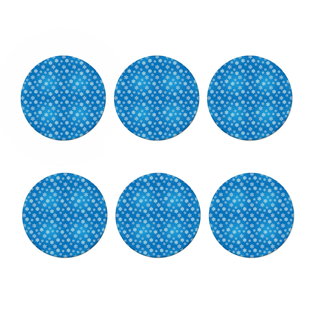 Blue Snowflake Pattern Print Coaster Set