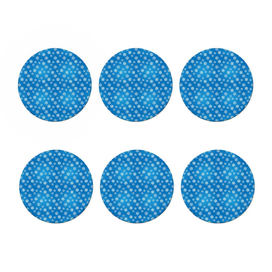 Blue Snowflake Pattern Print Coaster Set