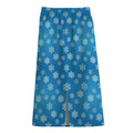 Blue Snowflake Pattern Print Cotton Front Slit Maxi Skirt
