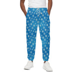 Blue Snowflake Pattern Print Cotton Pants