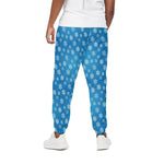 Blue Snowflake Pattern Print Cotton Pants