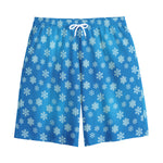 Blue Snowflake Pattern Print Cotton Shorts