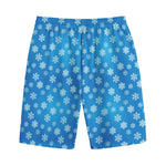 Blue Snowflake Pattern Print Cotton Shorts