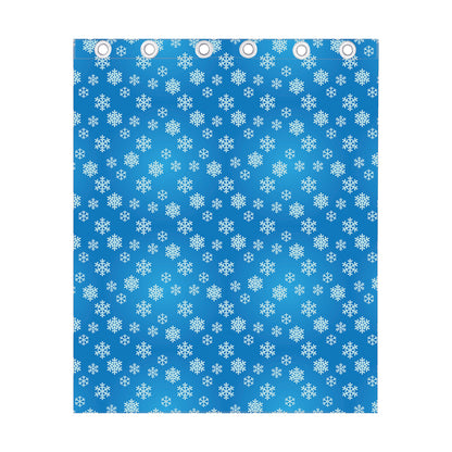 Blue Snowflake Pattern Print Curtain