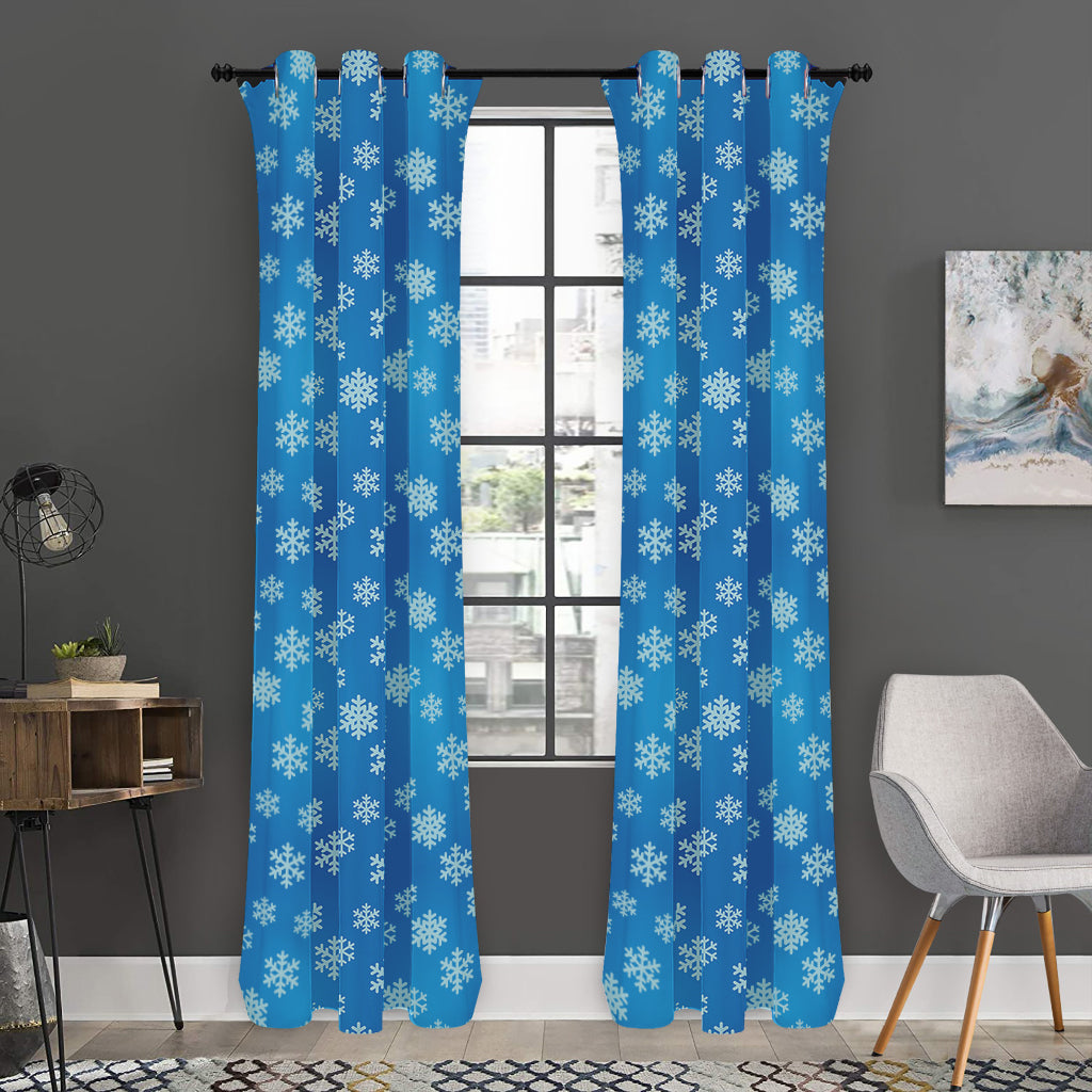 Blue Snowflake Pattern Print Curtain