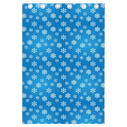 Blue Snowflake Pattern Print Curtain