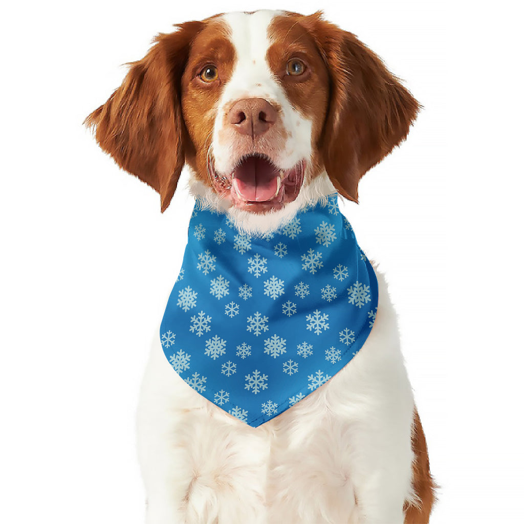 Blue Snowflake Pattern Print Dog Bandana
