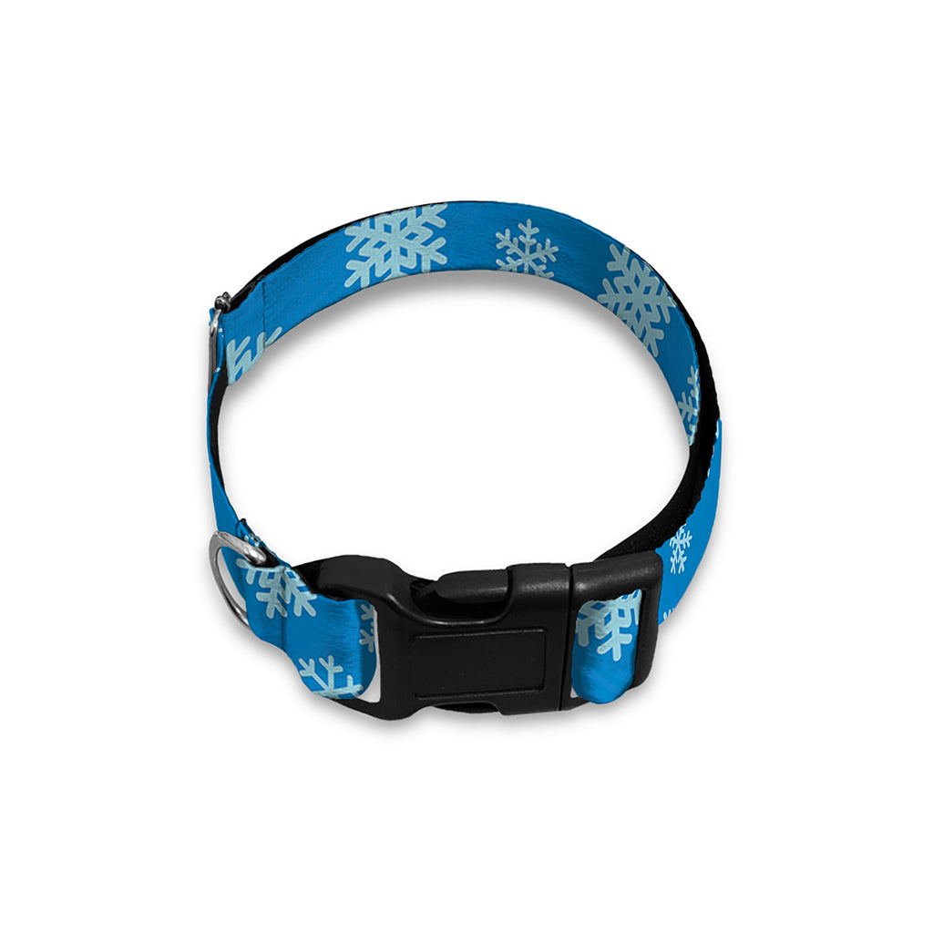 Blue Snowflake Pattern Print Dog Collar