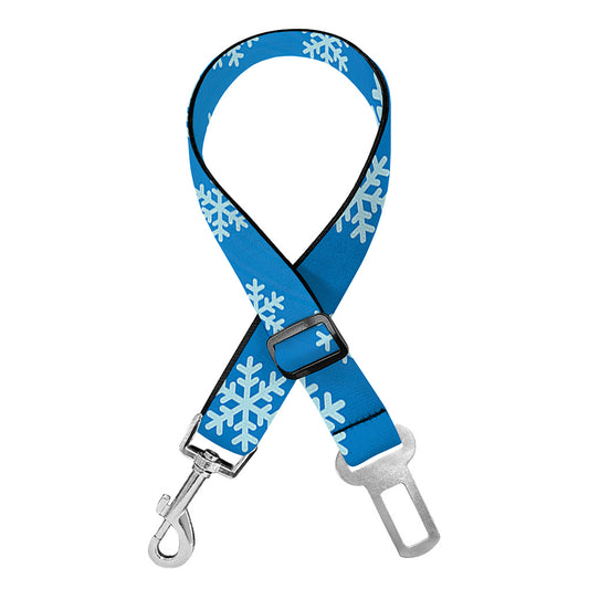 Blue Snowflake Pattern Print Dog Seat Belt