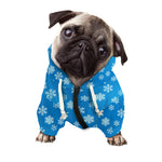 Blue Snowflake Pattern Print Dog Zip Up Hoodie
