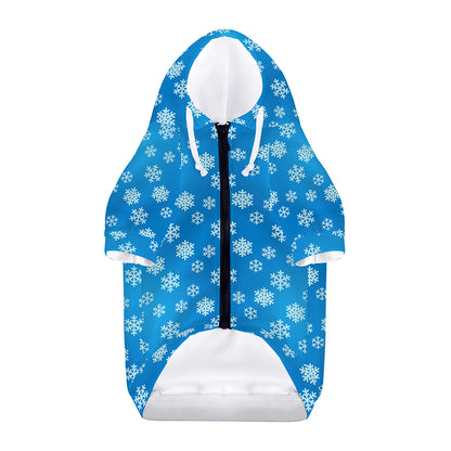 Blue Snowflake Pattern Print Dog Zip Up Hoodie