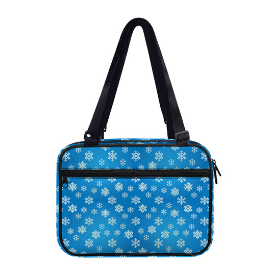 Blue Snowflake Pattern Print Double Strap Bible Bag