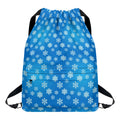 Blue Snowflake Pattern Print Drawstring Backpack